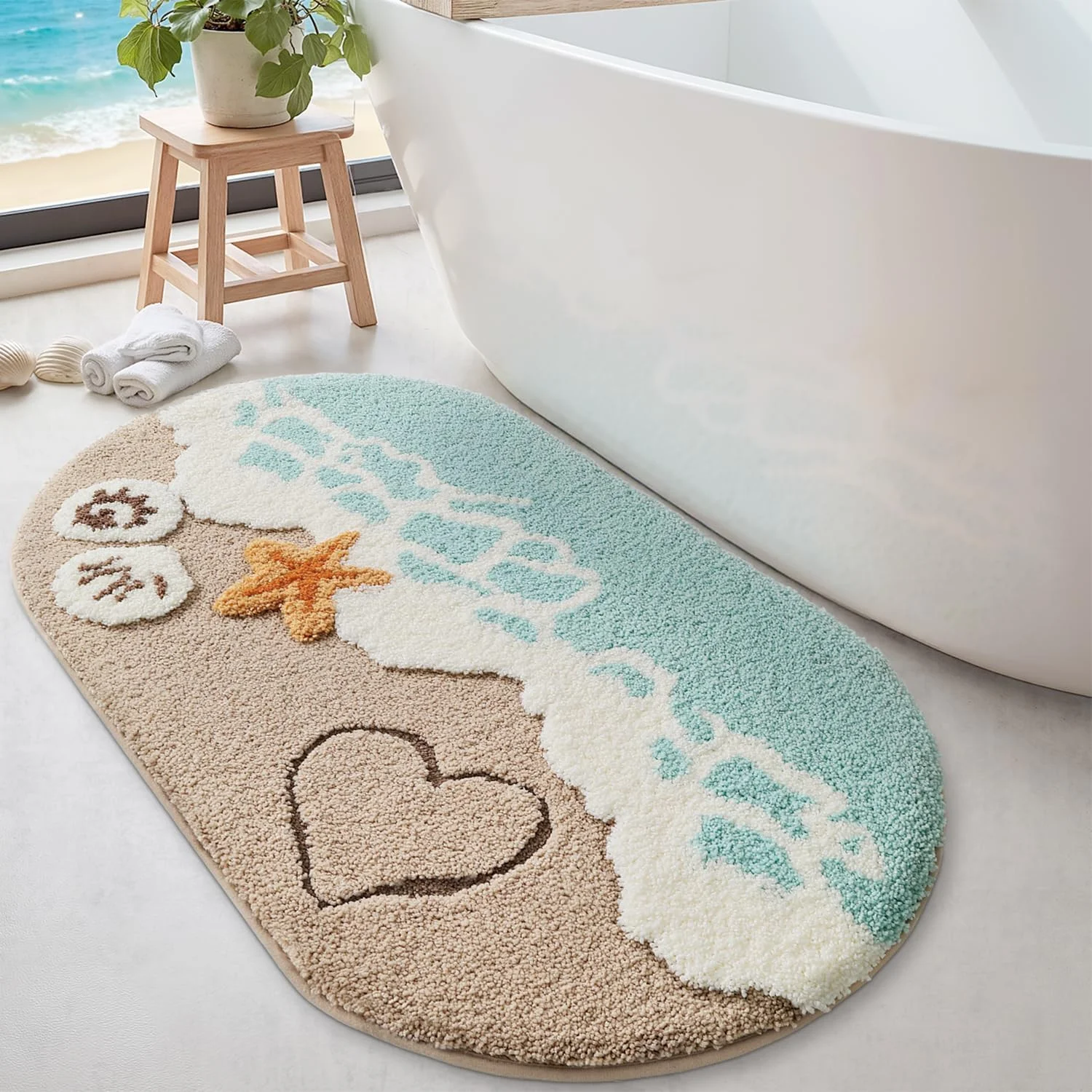 DEXI Alfombra de Baño Ovalada 61x110 cm