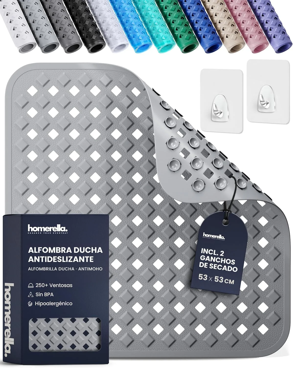 homerella Alfombra de Ducha Antideslizante 53x53 cm