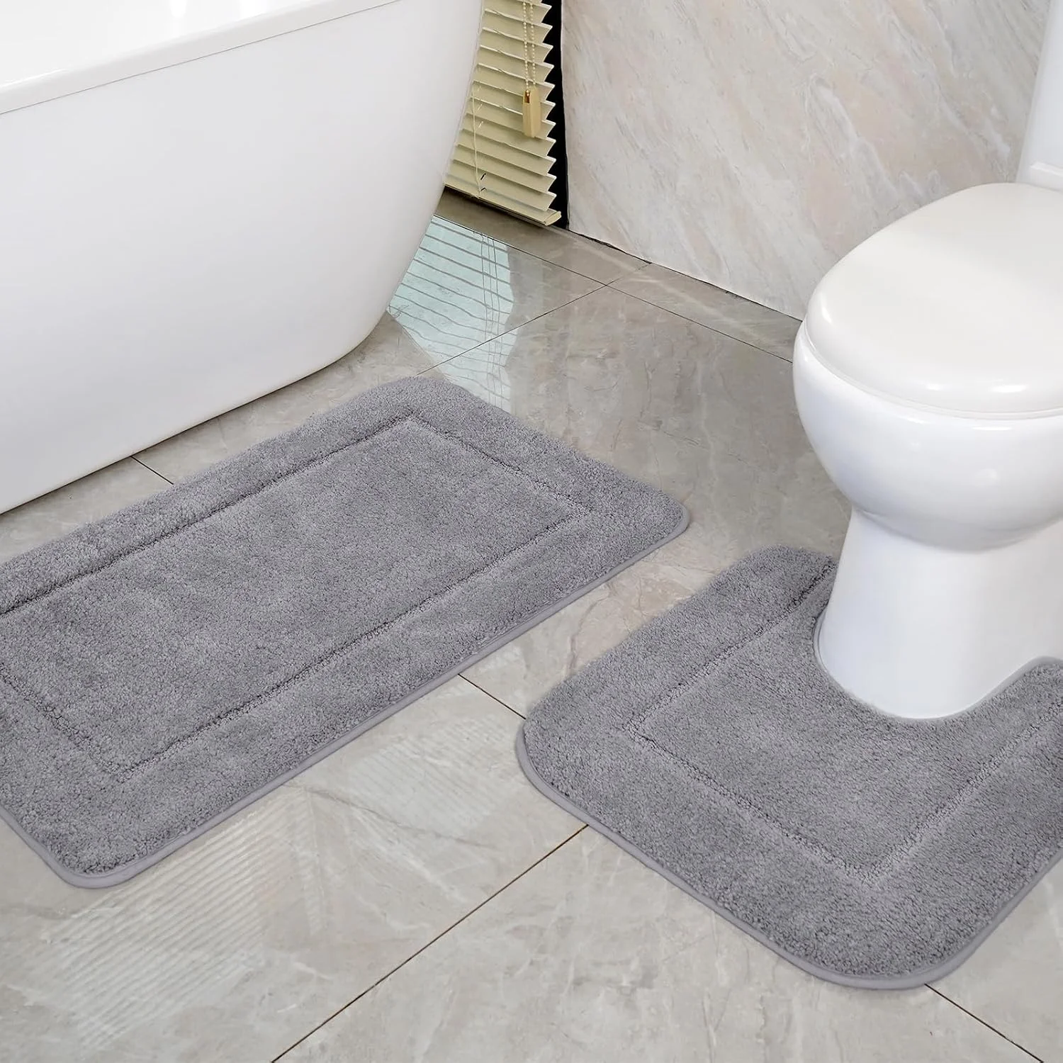 SOANNY Set de 2 Alfombras de Baño de Microfibra 53x86 + 50x50 cm